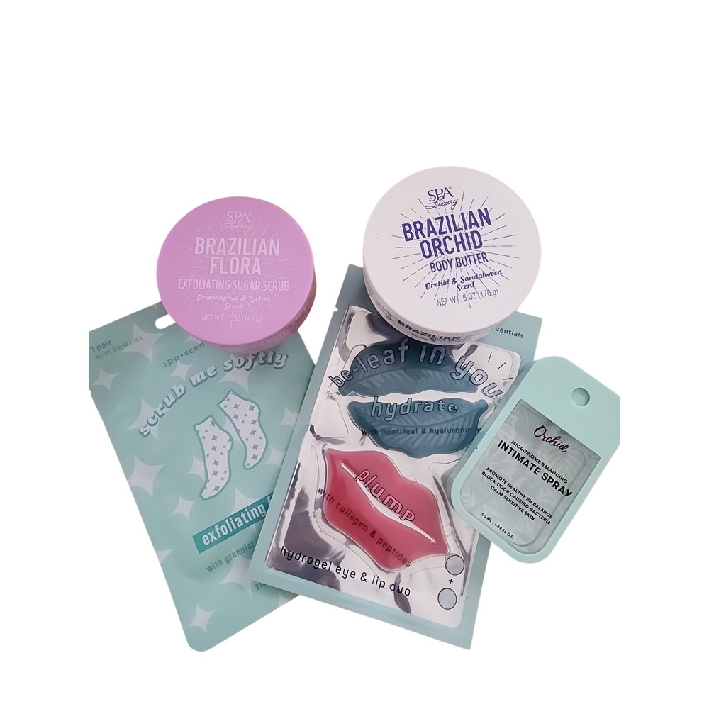 Spa Luxury Brazilian Orchid Body Butter Sugar Scrub Eye Lip Mask Intimate Spray